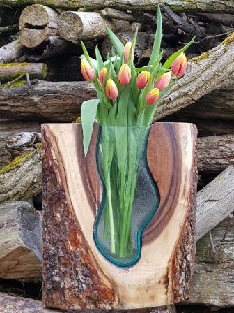 Baumscheibe Teak Vase ( Artikel und Preis auf Anfrage ) - Für a Fünferl a Durchananda